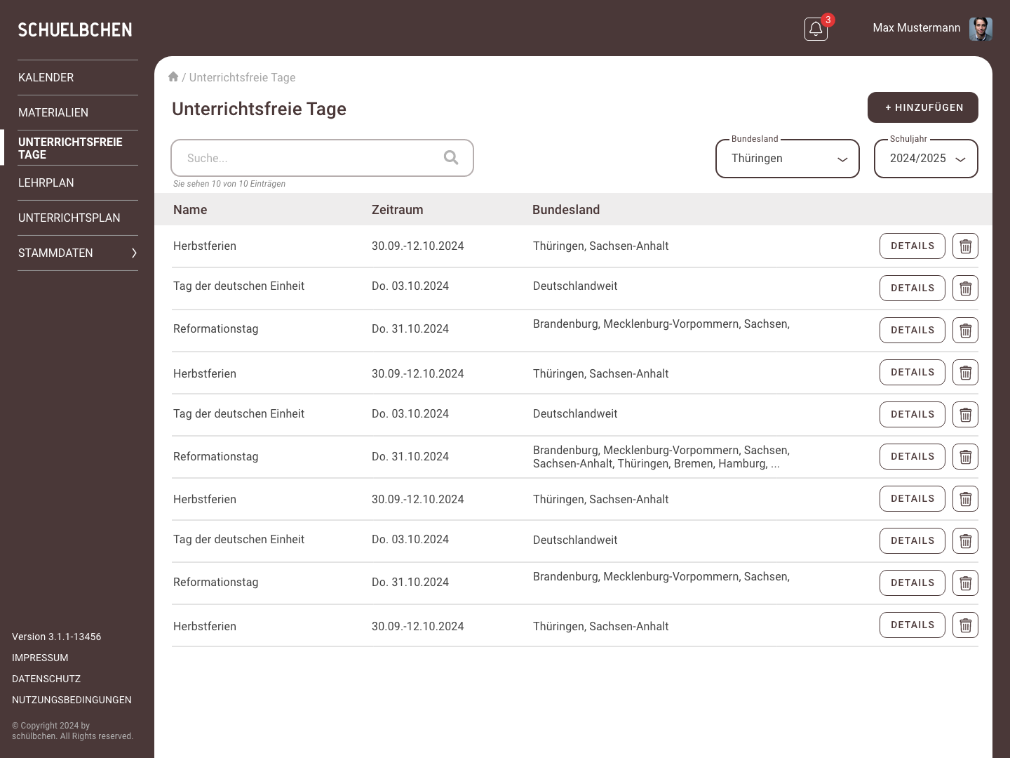 Kalender: Drag and Drop, Feiertags-Integration